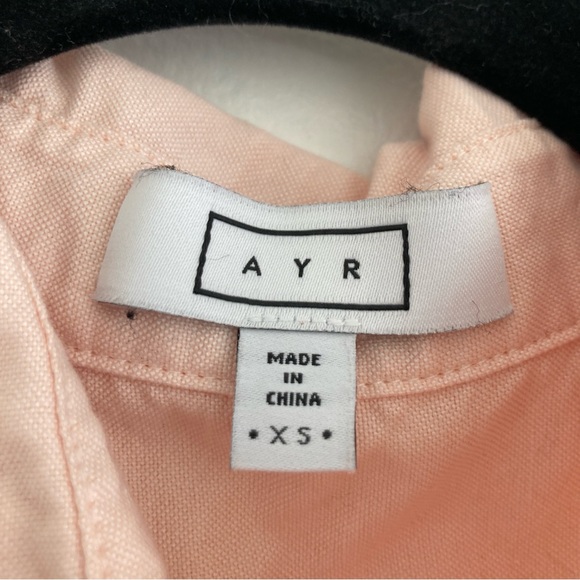 AYR The Book Club Cropped Button Down Top Pink Boxy Relaxed Preppy Womens XS - Picture 7 of 9